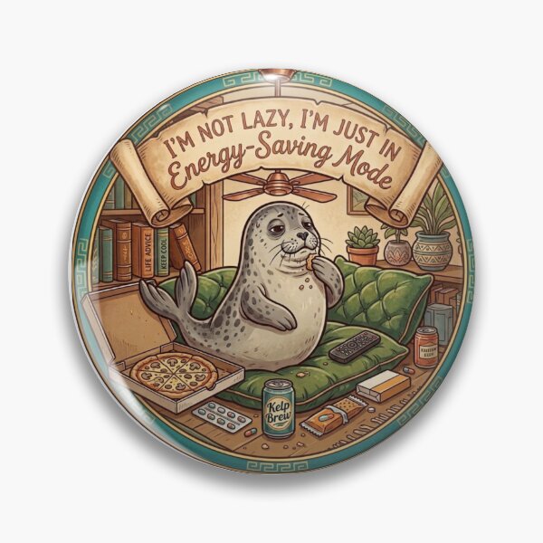 Item preview, Funny Seal Energy Saving Mode Meme - Cute Lazy Pet Couch Potato Art designed and sold by Fatomfatom.