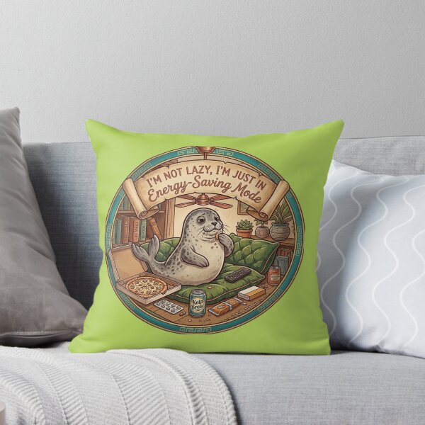 Item preview, Funny Seal Energy Saving Mode Meme - Cute Lazy Pet Couch Potato Art designed and sold by Fatomfatom.