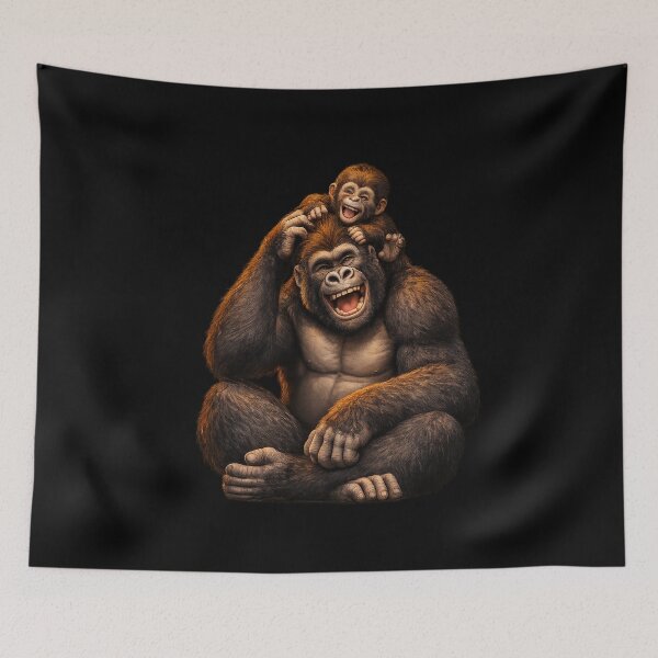 Item preview, Gorilla Father And Baby: Funny Joyful Wildlife Father's Day Gift designed and sold by TheAngelHeart.