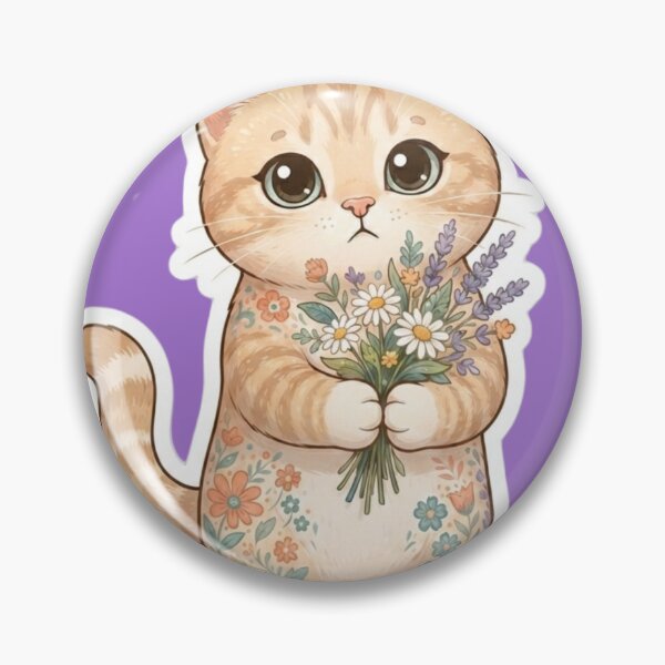 Item preview, Cute Orange Tabby Cat Holding Flowers Bouquet designed and sold by Iampoji.