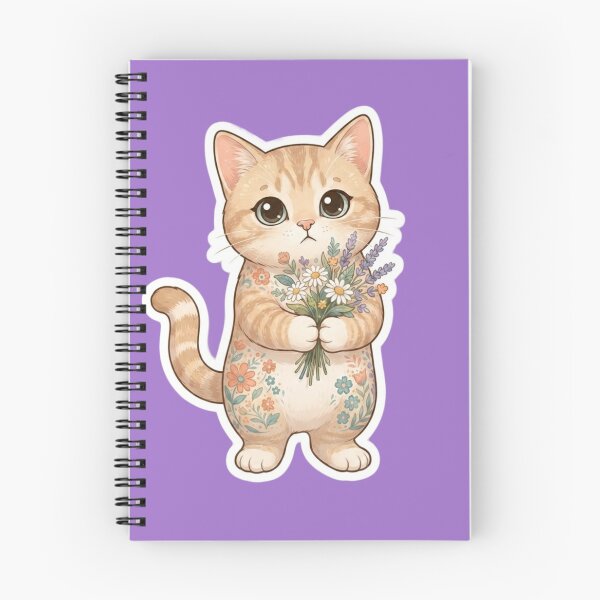 Item preview, Cute Orange Tabby Cat Holding Flowers Bouquet designed and sold by Iampoji.