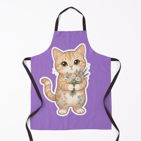 Item preview, Cute Orange Tabby Cat Holding Flowers Bouquet designed and sold by Iampoji.