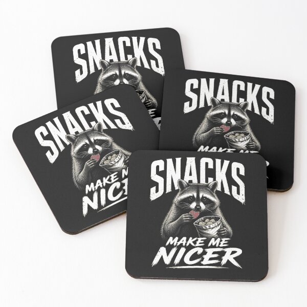 Item preview,  Snacks Make Me Nicer Funny Raccoon designed and sold by Maniutek.