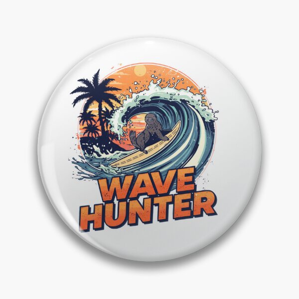 Item preview, Wave Hunter – Cute Surfing Seal | Retro Beach & Ocean Surf T-Shirt Design designed and sold by Vvmd.