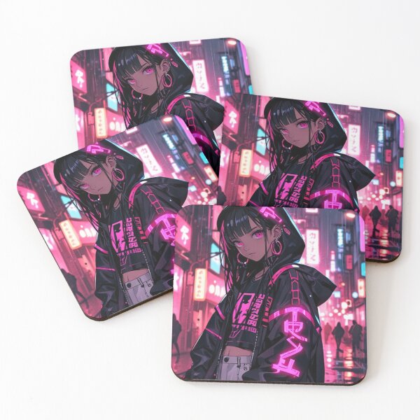 Item preview, Futuristic Neon Anime Portrait Pink Cyber Style designed and sold by AnimDream .