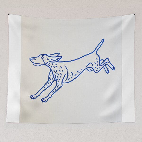 Item preview, Blue Line Drawing of Leaping German Shorthaired Pointer designed and sold by lautir.