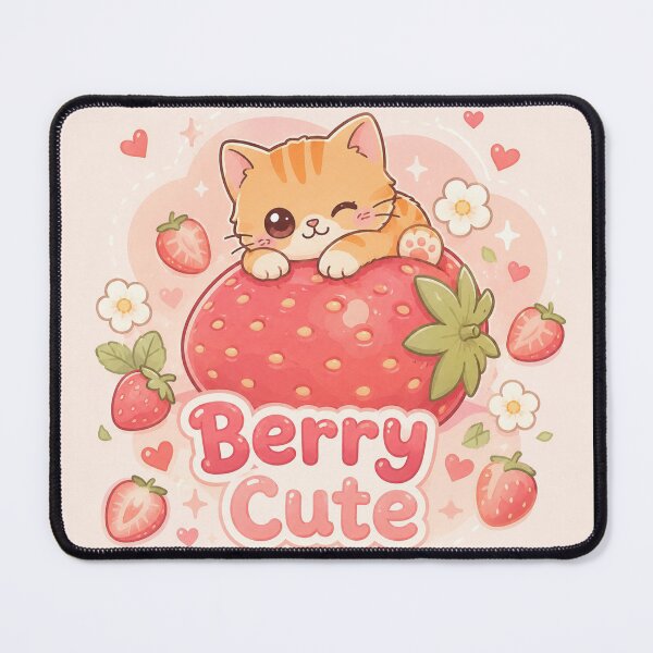 Item preview, Berry Cute Strawberry Cat – Cute Kawaii Kitten Aesthetic Design designed and sold by Aruellart.
