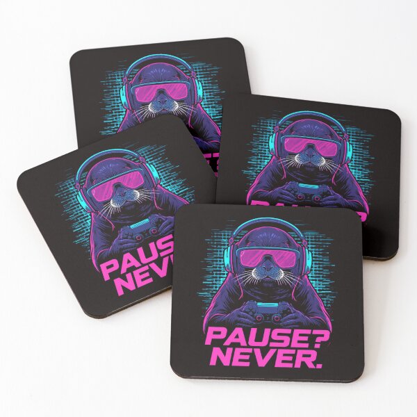 Item preview, Pause? Never. – Retro Gaming Seal | Neon Gamer Animal T-Shirt Design designed and sold by Vvmd.
