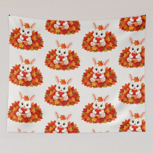 Artikelvorschau, Cute Bunny Autumn Leaves Fall Pumpkin Season entworfen und verkauft von Seculinator.