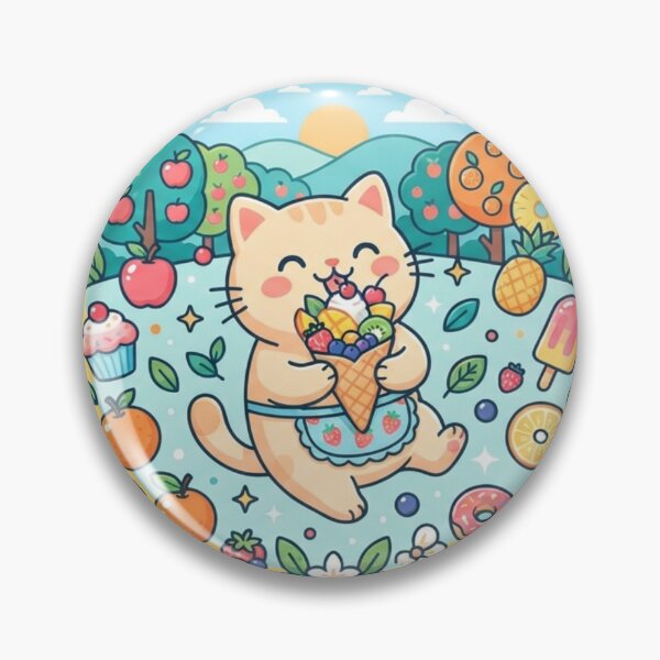 Item preview, Cute Cat Eating Ice Cream Summer Fruit designed and sold by Iampoji.