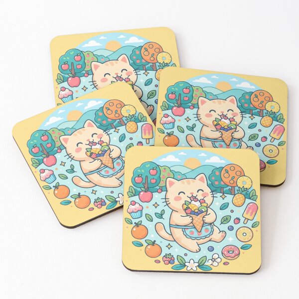 Item preview, Cute Cat Eating Ice Cream Summer Fruit designed and sold by Iampoji.