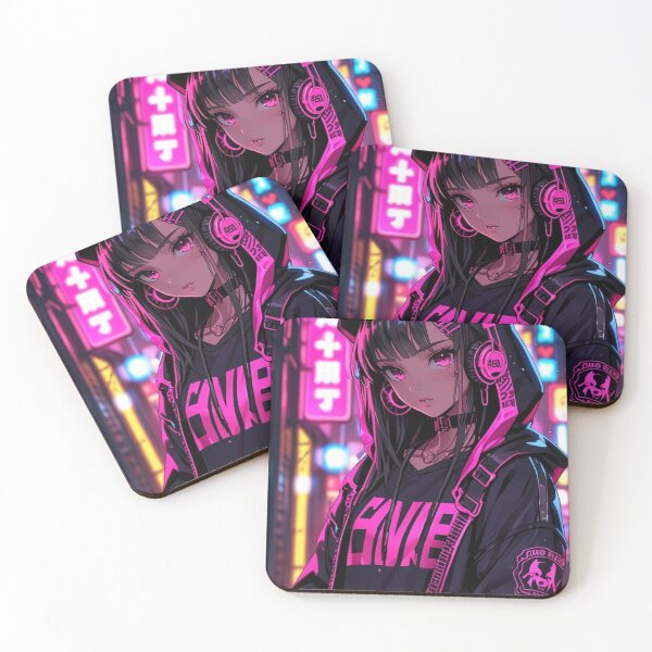Item preview, Anime Neon City Girl Cyber Streetwear Pink Illustration designed and sold by AnimDream .