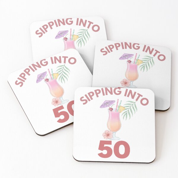 Item preview, Sipping Into 50 | 50th Birthday Cocktail | Tropical Birthday Party Design designed and sold by Raygunes.