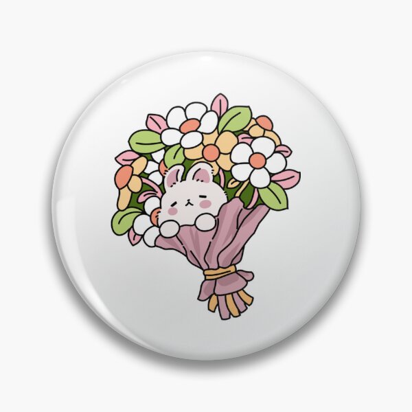 Item preview, Cute Bunny Bouquet Flowers Kawaii Art designed and sold by Ricebowldesign.