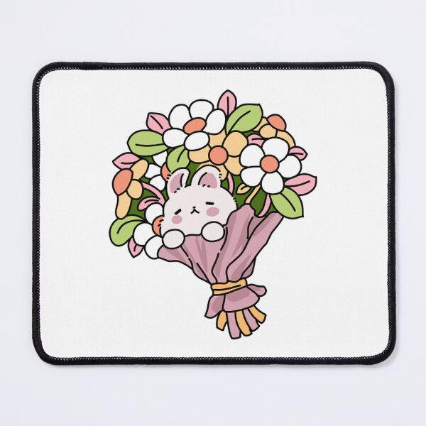 Item preview, Cute Bunny Bouquet Flowers Kawaii Art designed and sold by Ricebowldesign.