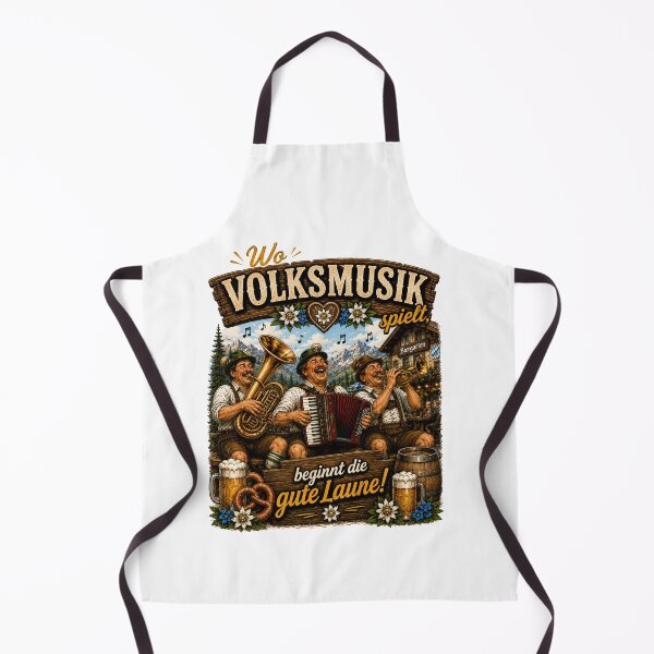 Item preview, Wo' Volksmusik spielt, beginnt die gute Laune! – Funny Bavarian Folk Music Design designed and sold by Alpine-Ink.