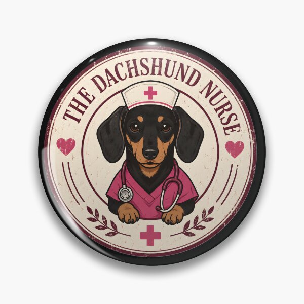 Item preview, The Dachshund Nurse - Funny Vintage Badge Design for Nurse & Dog Lovers designed and sold by NurseForge.