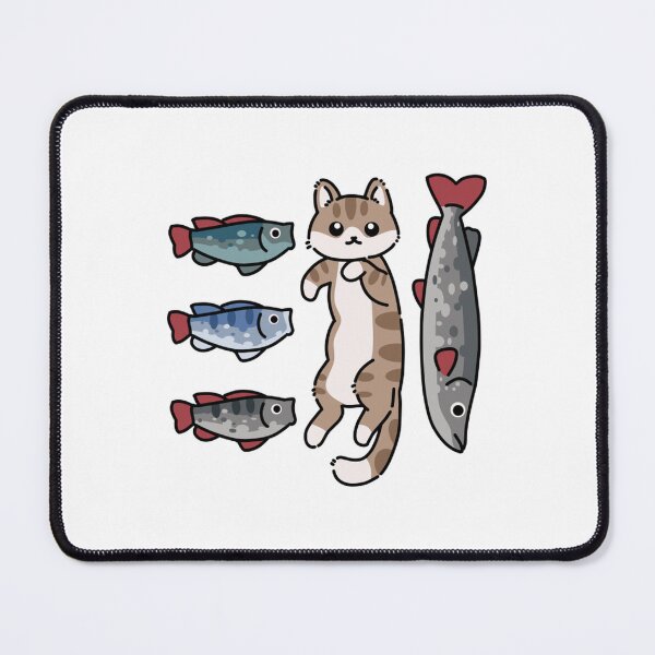 Item preview, Cute Tabby Cat and Fishes Illustration designed and sold by Ricebowldesign.