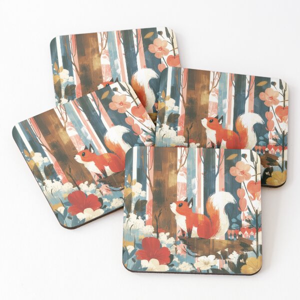Item preview, Curious Squirrel in a Blooming Forest designed and sold by Dusk Atelier.