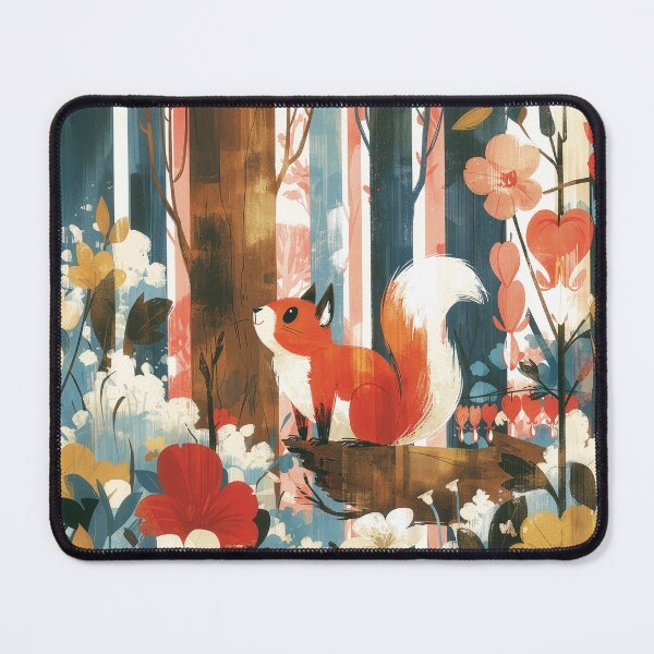 Item preview, Curious Squirrel in a Blooming Forest designed and sold by Dusk Atelier.