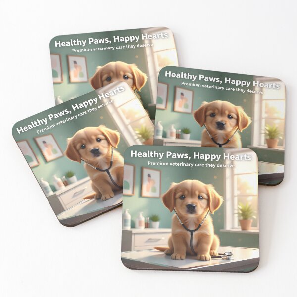 Item preview, Golden Retriever Puppy Stethoscope Ad: Premium Veterinary Care Clinic Banner designed and sold by Creative-RE.