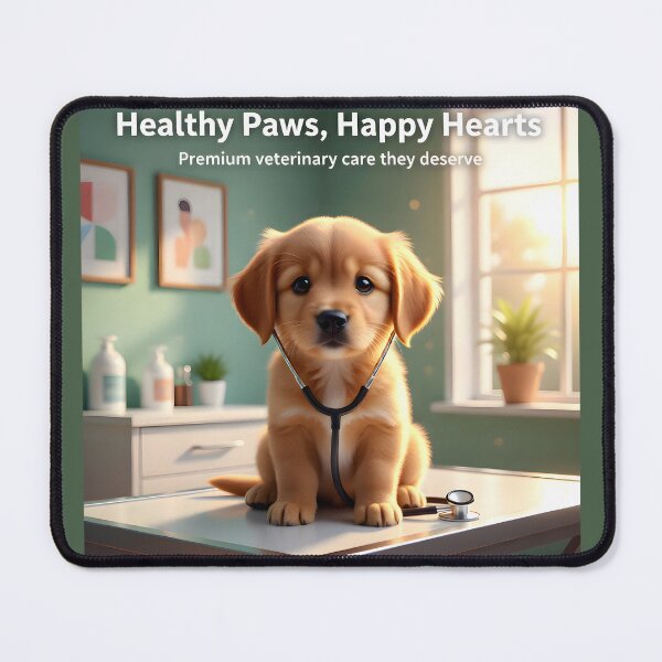 Item preview, Golden Retriever Puppy Stethoscope Ad: Premium Veterinary Care Clinic Banner designed and sold by Creative-RE.