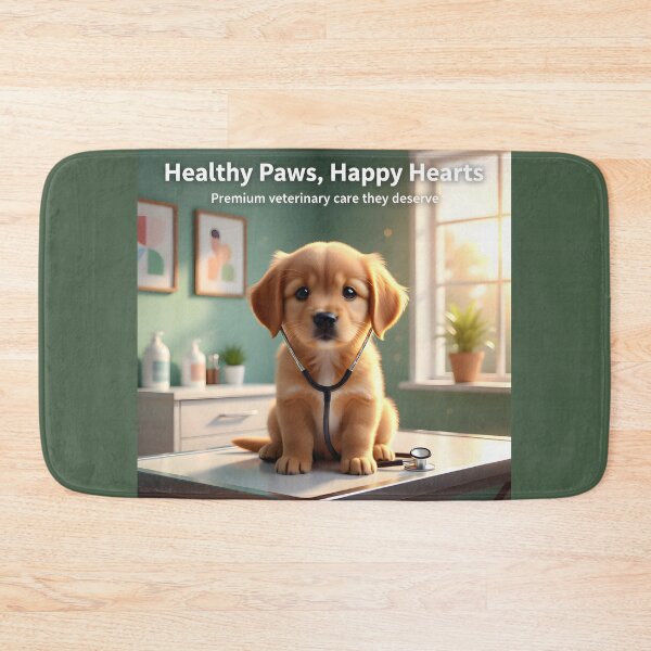Item preview, Golden Retriever Puppy Stethoscope Ad: Premium Veterinary Care Clinic Banner designed and sold by Creative-RE.