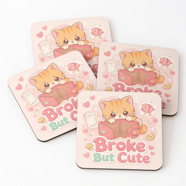 Item preview, Broke But Cute – Adorable Kawaii Cat with Empty Wallet designed and sold by Aruellart.