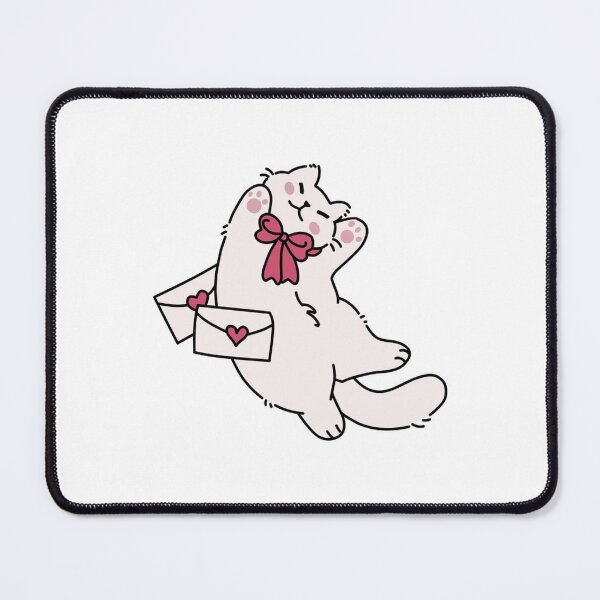 Item preview, Cute White Cat Love Letter Kawaii Art designed and sold by Ricebowldesign.