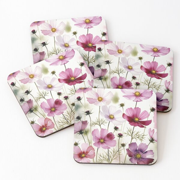 Item preview, Watercolor Pink Cosmos Wildflowers - Botanical Floral Illustration designed and sold by Darlin8888.