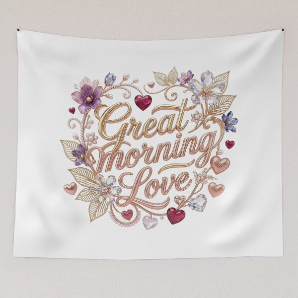 Item preview, Great Morning Love Jeweled Floral Greeting designed and sold by BlissBlvdShop.