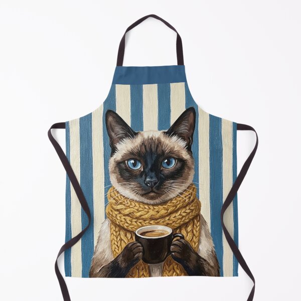 Item preview, Cozy Siamese Cat with Coffee – Winter Café Aesthetic designed and sold by UUniqueIImprint.