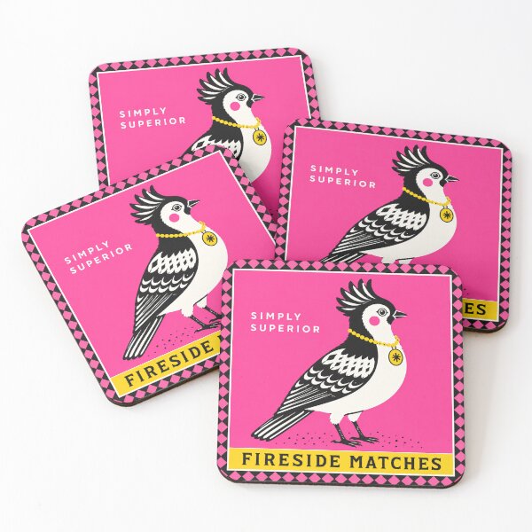 Item preview, Pink Retro Bird Matchbox Print designed and sold by Filora Atelier | Bird Art.