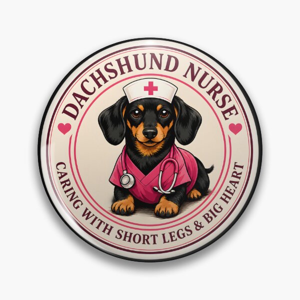 Item preview, The Dachshund Nurse - Vintage Badge for Nurse Week Gifts & Dog Lovers designed and sold by NurseForge.