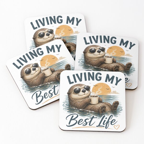 Item preview, Living My Best Life Otter Coffee Funny Relaxing Design designed and sold by Kama-woszczyk.