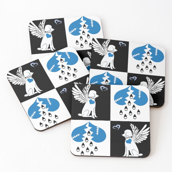 Item preview, Black & White Angel Dogs & Broken Hearts on Checkered Background designed and sold by Digitalmyth's Designs.