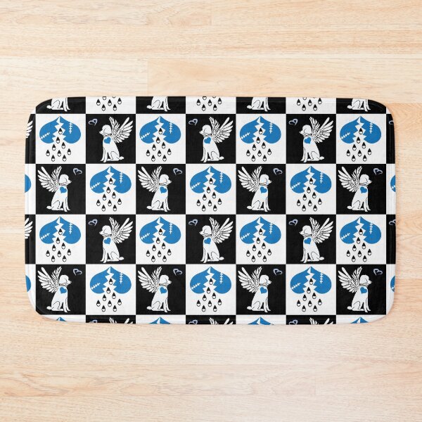 Item preview, Black & White Angel Dogs & Broken Hearts on Checkered Background designed and sold by Digitalmyth's Designs.
