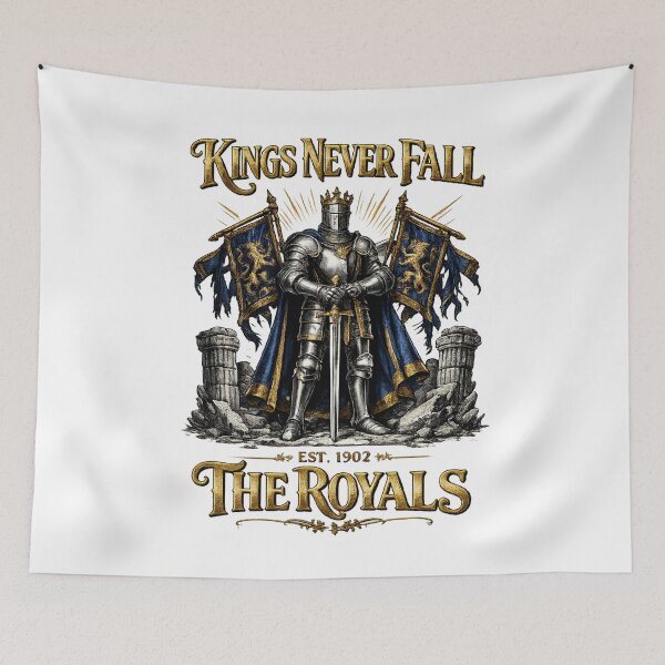 Item preview, Kings Never Fall Vintage Royal Knight T-Shirt | Medieval Football Streetwear designed and sold by WildTrace.