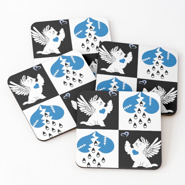 Item preview, Black & White Angel Dogs & Broken Hearts on Checkered Background designed and sold by Digitalmyth's Designs.