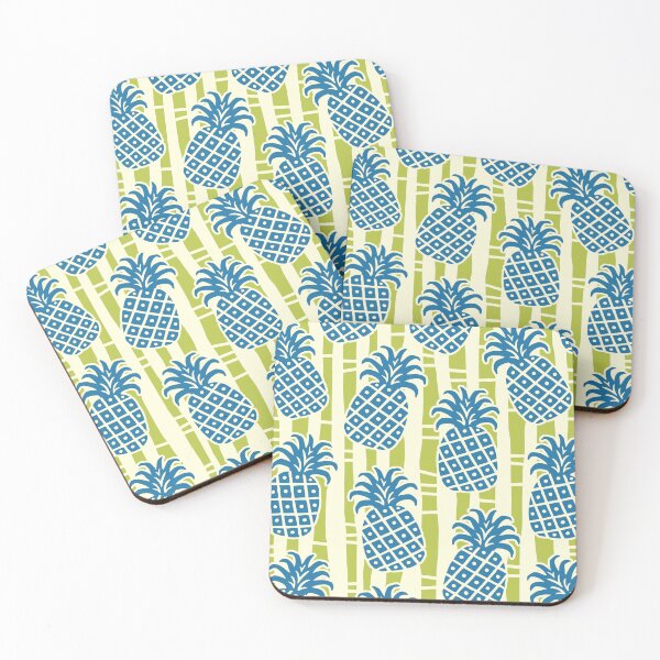 Item preview, Pineapple Bamboo Stripes Pattern Olive Green & Blue designed and sold by tonymagnerart.