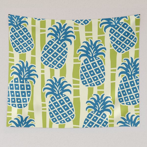 Item preview, Pineapple Bamboo Stripes Pattern Olive Green & Blue designed and sold by tonymagnerart.