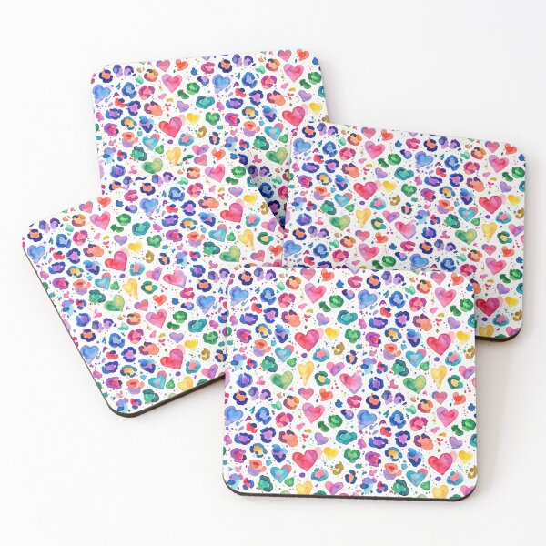 Item preview, Watercolor Leopard Print Hearts Colorful Pattern Boho Animal Print designed and sold by Patterns & Love .