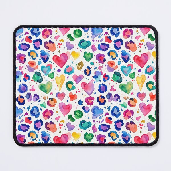 Item preview, Watercolor Leopard Print Hearts Colorful Pattern Boho Animal Print designed and sold by Patterns & Love .