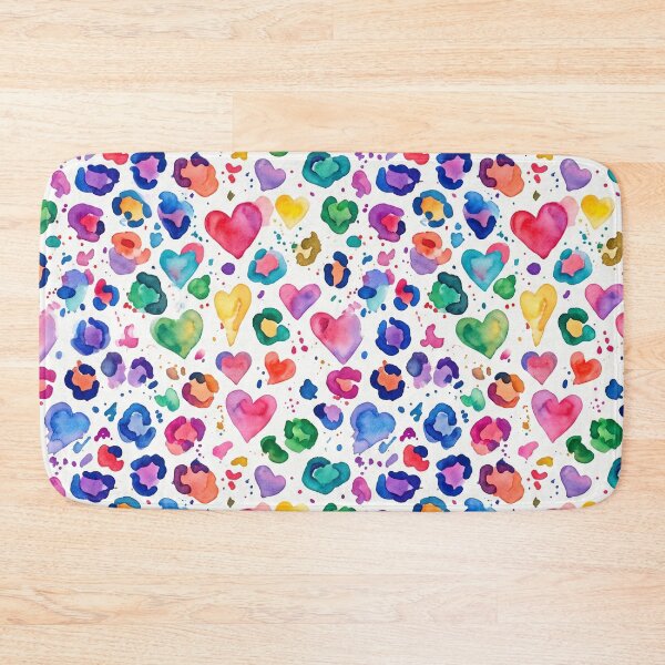 Item preview, Watercolor Leopard Print Hearts Colorful Pattern Boho Animal Print designed and sold by Patterns & Love .