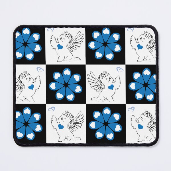 Item preview, Black & White Angel Dogs & Love Tear Flowers on Checkered Background designed and sold by Digitalmyth's Designs.