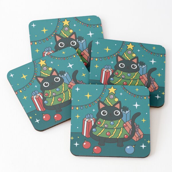 Item preview, Festive Christmas Tree Black Cat designed and sold by WhimsicTalies.
