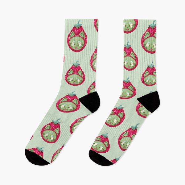 Item preview, Strawberry Matcha Cat Art Print | Kawaii Fruit Cat Illustration | Green Cat Wall Art designed and sold by ghostieking.