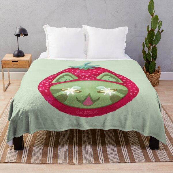 Item preview, Strawberry Matcha Cat Art Print | Kawaii Fruit Cat Illustration | Green Cat Wall Art designed and sold by ghostieking.