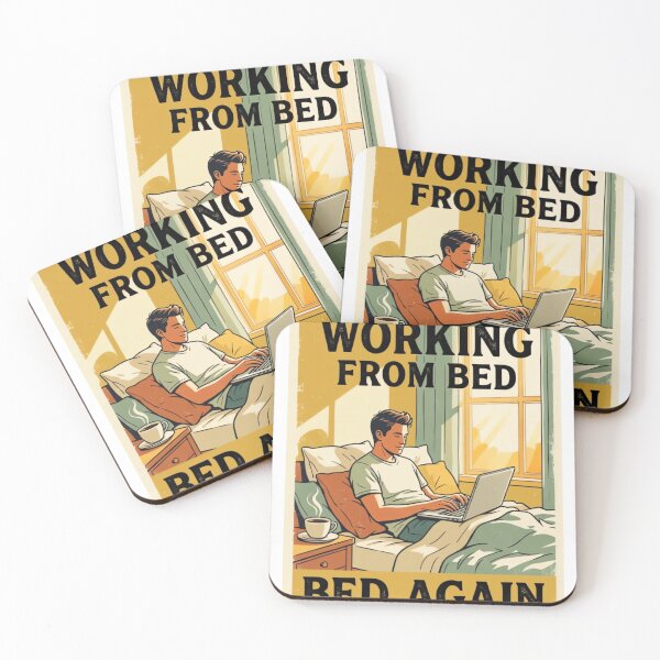 Item preview, Working From Bed Again Funny Vintage Remote Work Travel Poster designed and sold by urbinet.
