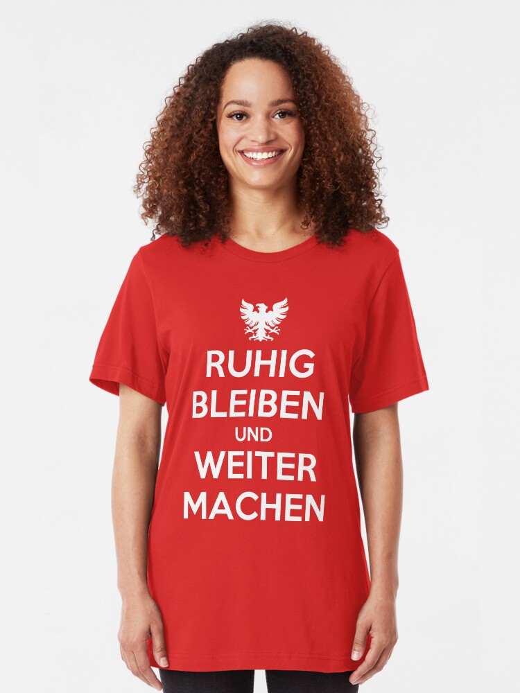 Alternate view of KEEP CALM AND CARRY ON (alternative German version) Slim Fit T-Shirt